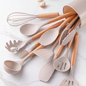 12 pieces/set of simple wooden handle multi-purpose kitchen tools